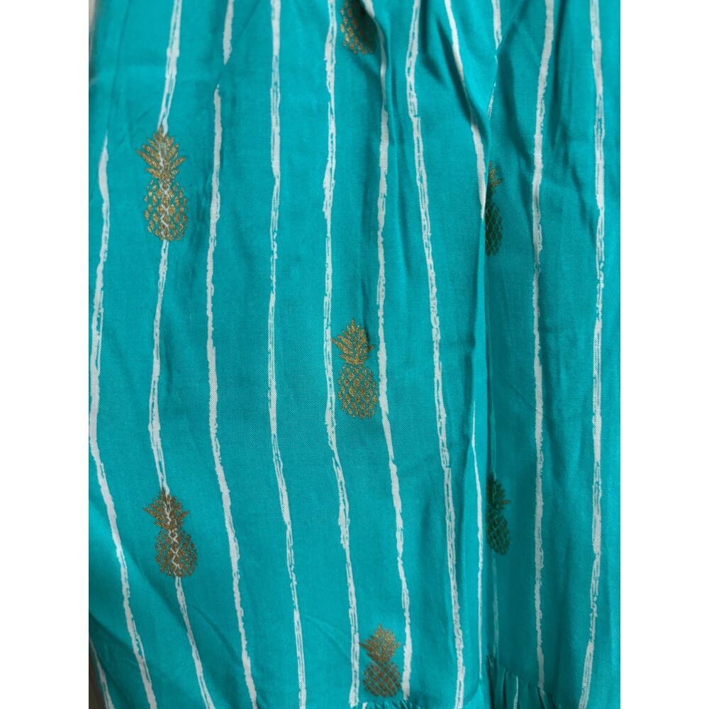 Angels by the Sea Hawaii Girls Dress Pineapple Teal Stripe Rayon Size 10 New - Picture 5 of 8